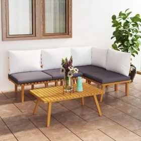 Garden furniture 5 pieces with cushions solid acacia wood by vidaXL, Garden sets - Ref: Foro24-3087028, Price: 365,15 €, Disc...