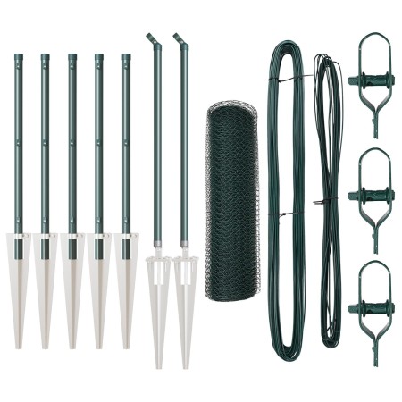 Cerca Hexagonal Verde 0.6x10 m Acero, Postes de Cerca con Punta 7 pcs Ø32 mm 80 cm Acero Galvanizado by , fence posts - Ref: ...