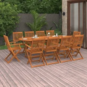 Garden dining set 11 pieces solid acacia wood by vidaXL, Garden sets - Ref: Foro24-3086975, Price: 720,70 €, Discount: %
