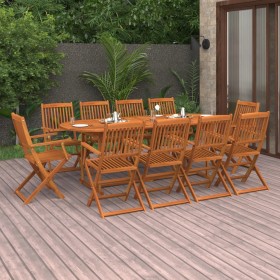 Set de comedor de jardín 11 piezas madera maciza de acacia de vidaXL, Conjuntos de jardín - Ref: Foro24-3086975, Precio: 802,...