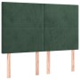Cama box spring colchón y LED terciopelo verde oscuro 140x190cm