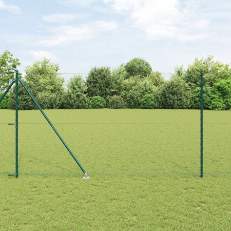 Cerca Hexagonal Verde 1.6x10 m Acero, Postes de Cerca con Punta 7 pcs Ø32 mm 180 cm Acero Galvanizado by , fence posts - Ref:...