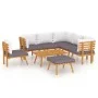 Muebles de jardín 8 piezas con cojines madera maciza de acacia de vidaXL, Conjuntos de jardín - Ref: Foro24-3087016, Precio: ...