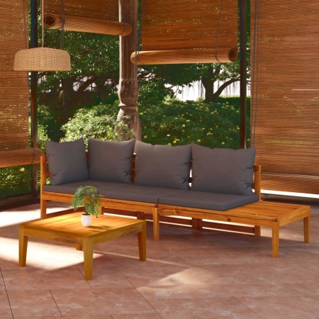 Gartenmöbel 3 Stück Kissen dunkelgraues Akazienholz von vidaXL, Gartensets - Ref: Foro24-3087273, Preis: 365,60 €, Rabatt: %