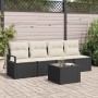 Conjunto de sofá de jardín 5 pcs Negro y crema 55 x 55 x 37 cm