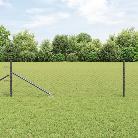 Cerca Hexagonal  Gris 0.4x10 m Acero, Postes de Cerca  con Punta 7 pcs Ø32 mm 60 cm Acero Galvanizado | Foro24.es | Tu tienda online para hogar, jardín y más Foro24.es