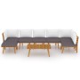 Muebles de jardín 8 piezas con cojines madera maciza de acacia