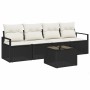 Conjunto de sofá de jardín 5 pcs Negro y crema 55 x 55 x 37 cm