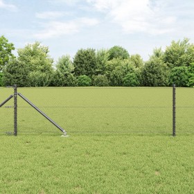 Valla Hexagonal Gris 0.6x50 m Acero, Postes de