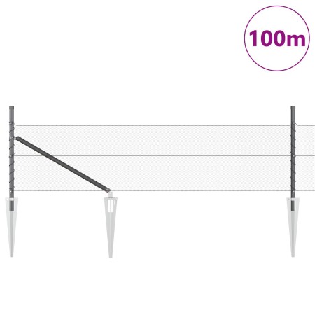 Cerca Hexagonal Gris 0.4x100 m de Acero, Postes de Cerca con Punta 13 pcs Ø32 mm 60 cm de Acero Galvanizado by , fence posts ...