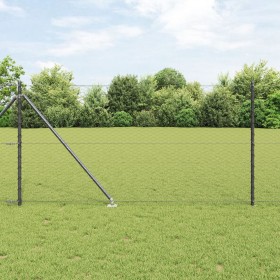Cerca Hexagonal Gris 1x100 m Acero, Postes de cerca con Punta 13 pcs Ø32 mm 120 cm Acero Galvanizado by , fence posts - Ref: ...