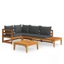 Gartenmöbel-Set 4-teilig mit dunkelgrauen Akazienholzkissen von vidaXL, Gartensets - Ref: Foro24-3087277, Preis: 469,61 €, Ra...
