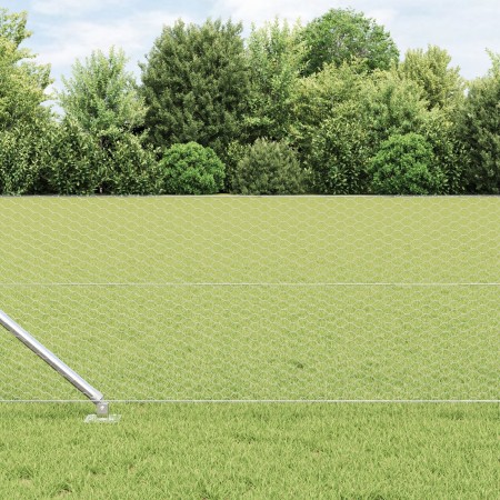 Cerca hexagonal 0.6x10 m de acero galvanizado,  Postes de cerca con punta 7 pcs Ø32 mm 80 cm de acero galvanizado | Foro24.es | Tu tienda online para hogar, jardín y más Foro24.es