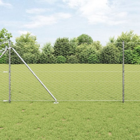 Cerca Hexagonal 1,2x10 m Acero Galvanizado,  Postes de Cerca con Punta 7 pcs Ø32 mm 140 cm Acero Galvanizado | Foro24.es | Tu tienda online para hogar, jardín y más Foro24.es