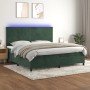 Cama box spring colchón y LED terciopelo verde oscuro 200x200cm en Camas y somieres | Comprar online en Foro24