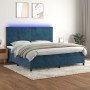 Cama box spring colchón y LED terciopelo azul oscuro 200x200 cm en Camas y somieres | Comprar online en Foro24
