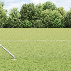 Valla Hexagonal 0.6x25 m de Acero Galvanizado, Postes de Cerca con Picos 13 pcs Ø32 mm 80 cm de Acero Galvanizado by , fence ...