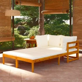 Sun loungers with cream cushions 2 units acacia wood by vidaXL, Garden sets - Ref: Foro24-3087268, Price: 416,46 €, Discount: %
