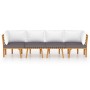 Muebles de jardín 4 piezas con cojines madera maciza de acacia