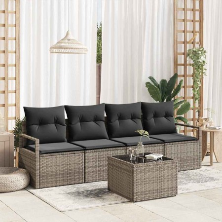 Conjunto de sofá de jardín 5 pcs Gris 55 x 55 x 37 cm