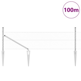 Valla Hexagonal 0.8x100 m Acero Galvanizado, Postes de Valla con Espiga 13 pcs Ø32 mm 100 cm Acero Galvanizado by , fence pos...