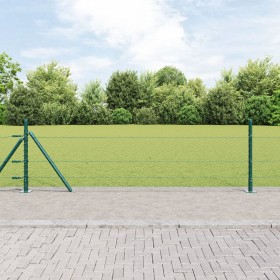 Cerca Hexagonal Verde 0.4x10 m Acero, Postes para Cerca con Placas de Base 7 pcs Ø32mm 50cm Acero Galvanizado by , fence post...