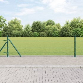 Valla Hexagonal Verde 0.5x10 m de Acero, Postes de Valla con Placas de Base 7 pcs Ø32mm 70cm de Acero Galvanizado by , fence ...