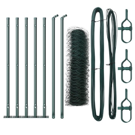 Cerca Hexagonal  Verde 0.6x10 m Acero, Postes de Cerca  con Placas de Base 7 pcs Ø32mm 70cm Acero Galvanizado | Foro24.es | Tu tienda online para hogar, jardín y más Foro24.es