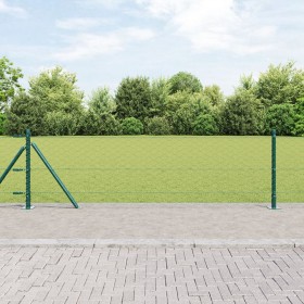 Cerca Hexagonal Verde 0.6x10 m Acero, Postes para Cerca con Placas de Base 7 pcs Ø32mm 70cm Acero Galvanizado by , fence post...