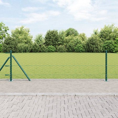 Cerca Hexagonal  Verde 0.6x10 m Acero, Postes para Cerca  con Placas de Base 7 pcs Ø32mm 70cm Acero Galvanizado | Foro24.es | Tu tienda online para hogar, jardín y más Foro24.es