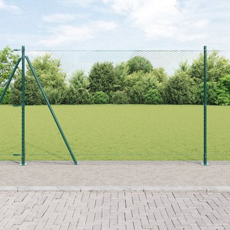 Cerca Hexagonal  Verde 1.4x10 m Acero, Postes de Cerca  con Placas de Base 7 pcs Ø32mm 78.5cm Acero Galvanizado | Foro24.es | Tu tienda online para hogar, jardín y más Foro24.es