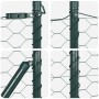Valla Hexagonal Verde 0.8x50 m Acero, Postes de Valla con Bases 13 pcs Ø32mm 90cm Acero Galvanizado by , fence posts - Ref: F...