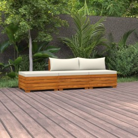 Muebles de jardín 3 piezas con cojines madera maciza de acacia