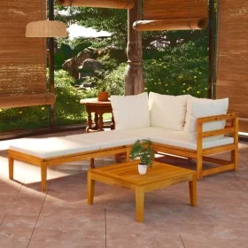 Garden furniture 3 pieces with cream acacia wood cushions by vidaXL, Garden sets - Ref: Foro24-3087278, Price: 347,28 €, Disc...