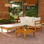 Muebles de jardín 3 pzas con cojines crema madera de acacia de vidaXL, Conjuntos de jardín - Ref: Foro24-3087278, Precio: 351...