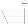 Valla Hexagonal Verde 1.4x100 m de Acero, Postes de Valla con Placas de Base 13 pcs Ø32mm 78.5cm de Acero Galvanizado by , fe...