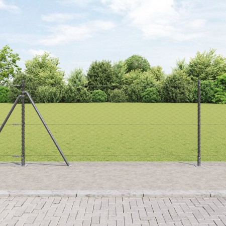 Cerca Hexagonal VidaXL Gris 0.8x10 m de Acero, Postes para Cerca VidaXL con Placas de Base 7 pcs Ø32mm 90cm de Acero Galvaniz...
