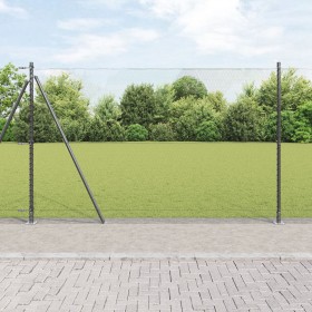 Cerca Hexagonal Gris 1.6x10 m Acero, Postes de Cerca con Placas Base 7 pcs Ø32mm 88.5cm Acero Galvanizado by , fence posts - ...