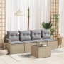 Conjunto de sofá de jardín 5 pcs Beige y gris 55 x 55 x 37 cm