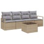 Conjunto de sofá de jardín 5 pcs Beige y gris 55 x 55 x 37 cm