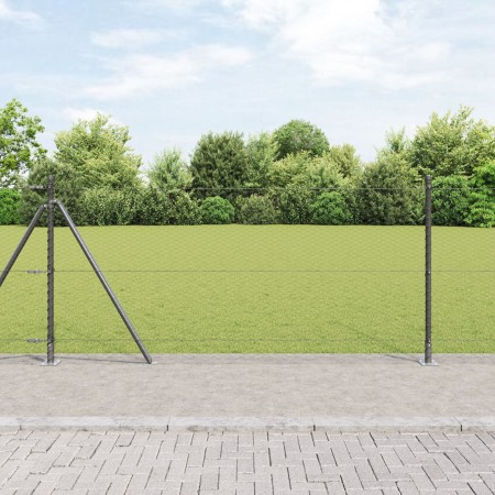 Cerca Hexagonal Gris 1x50 m Acero, Postes de Cerca con Placas de Base 13 pcs Ø32mm 110cm Acero Galvanizado by , fence posts -...