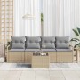 Conjunto de sofá de jardín 5 pcs Beige y gris 55 x 55 x 37 cm