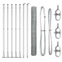 Cerca Hexagonal 0.8x10 m de Acero Galvanizado, Posts de Cerca con Placas Base 7 pcs Ø32mm 90cm de Acero Galvanizado by , fenc...