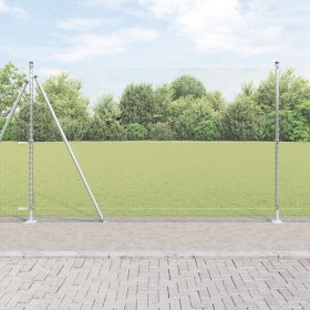 Cerca hexagonal 1.4x10 m acero galvanizado, Postes de cerca con placas base 7 uds Ø32mm 78.5cm acero galvanizado by , fence p...