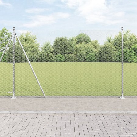 Cerca hexagonal 1.4x10 m acero galvanizado, Postes de cerca con placas base 7 uds Ø32mm 78.5cm acero galvanizado by , fence p...