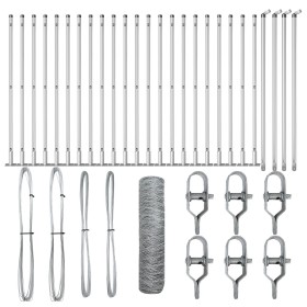 Cerca hexagonal 0.8x50 m Acero galvanizado, Postes de cerca con bases 13 pcs Ø32mm 90cm Acero galvanizado by , fence posts - ...