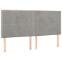 Cama box spring colchón y LED terciopelo gris claro 180x200 cm