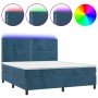 Cama box spring colchón y LED terciopelo azul oscuro 180x200 cm en Camas y somieres | Comprar online en Foro24