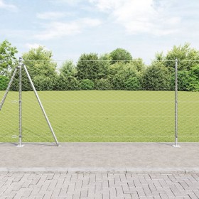 Valla Hexagonal 1.2x100 m Acero Galvanizado, VidaXL Soportes de Valla con Placas Base 13 pcs Ø32mm 68.5cm Acero Galvanizado v...