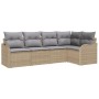 Set de 5 Sofás de Jardín con Cojines Beige de Ratán, Sofá de Jardín de 2 Plazas con Almacenamiento y Cojines Beige by , Outdo...